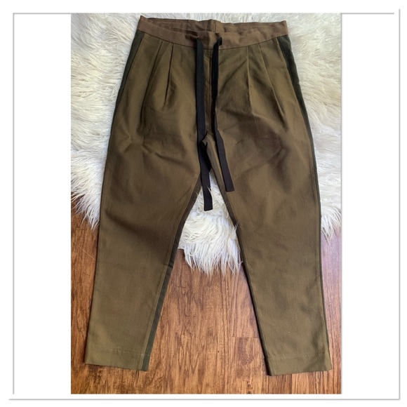 Sibel Saral Pants - Sibel Saral Lounge Pleated Trouser Pant Wool Blend Olive Pine Color Size XS